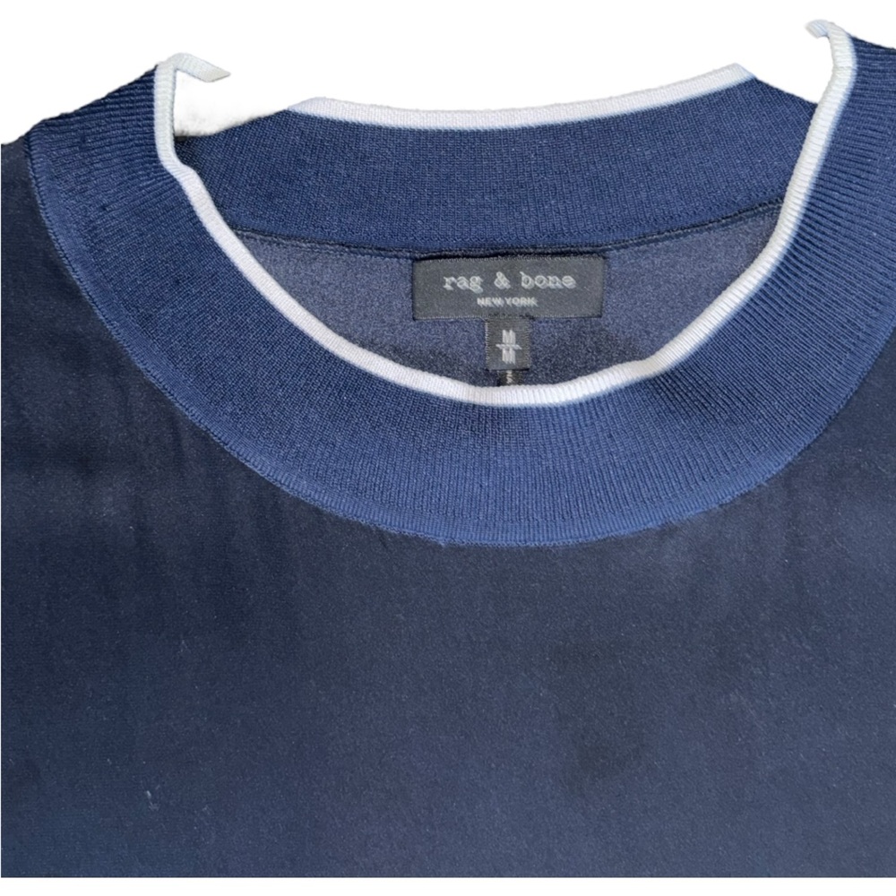 Rag & Bone Navy Blue 100% Silk Chevron Dress - Size Small - Picture 9 of 15